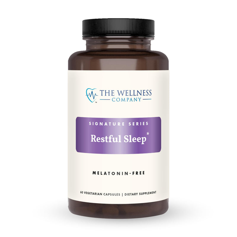 The Wellness Company Restful Sleep | 60 Capsules (1 Month Supply) | Natural Melatonin-Free Sleep Support | Non-Gmo, Vegan, Gluten Free | for