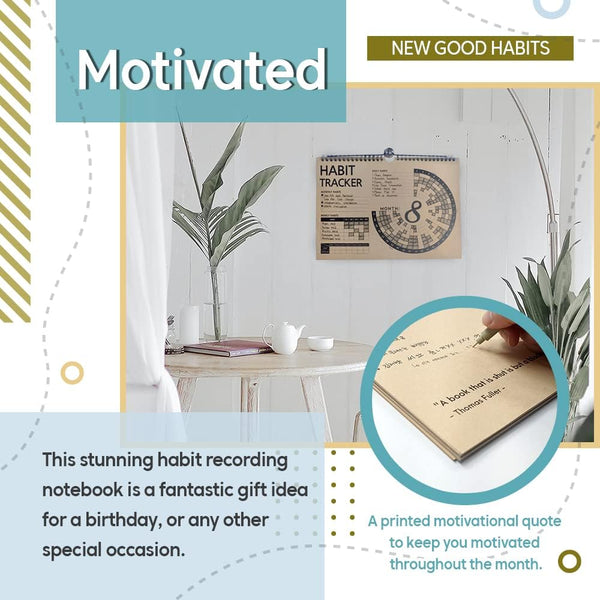 Habit Tracker Journal 2021 Goal Planner - Track Progress and Reach Goals with Spiral Binding, Weekly Monthly Kraft Large Calendar & Notepad - 12+1