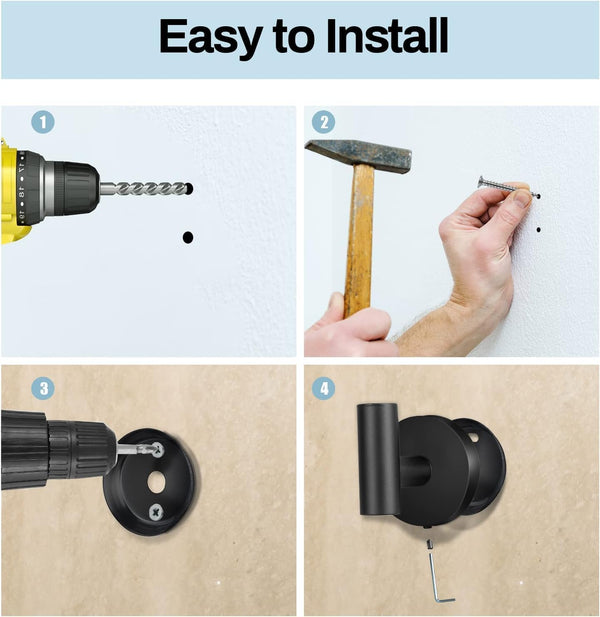 Kruodop Towel Hooks for Bathroom,4 Packs Wall Mount Towel Holder,Black Matte Wall Robe Hook,Stainless Steel Heavy Duty Door Hanger Towel Hook for