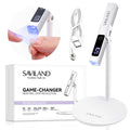 SAVILAND LED U V Light with Magnetic Stand & LCD Screen Portable Nail Lamp Kit Handsfree 2-Timer Modes Portable Mini Nail Dryer Stand for Gel