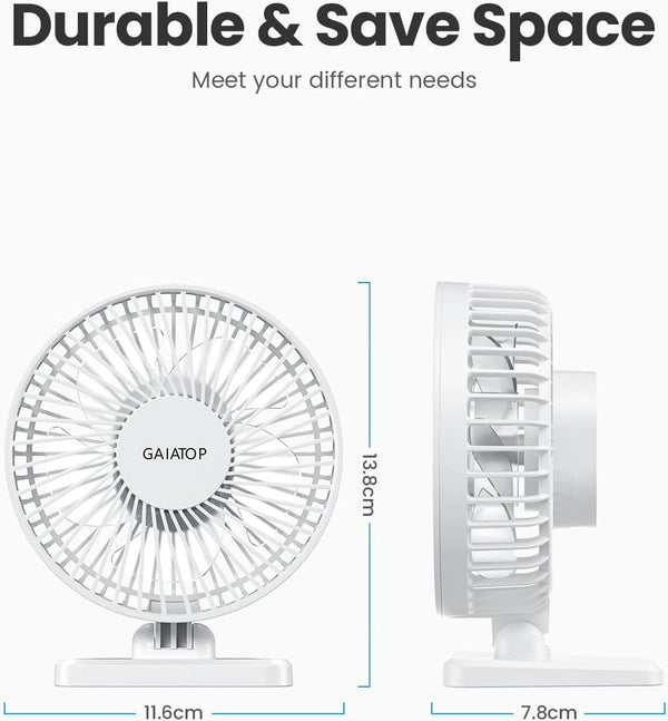 Gaiatop USB Desk Fan, Small but Powerful, Personal Portable Quiet 3 Speeds, Adjustable Mini Table Desktop Fan for Cooling Home Office Car Summer