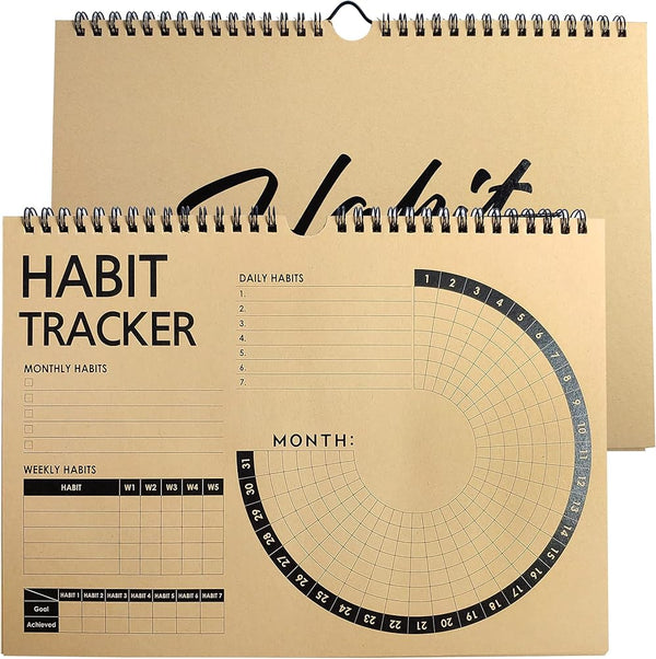Habit Tracker Journal 2021 Goal Planner - Track Progress and Reach Goals with Spiral Binding, Weekly Monthly Kraft Large Calendar & Notepad - 12+1