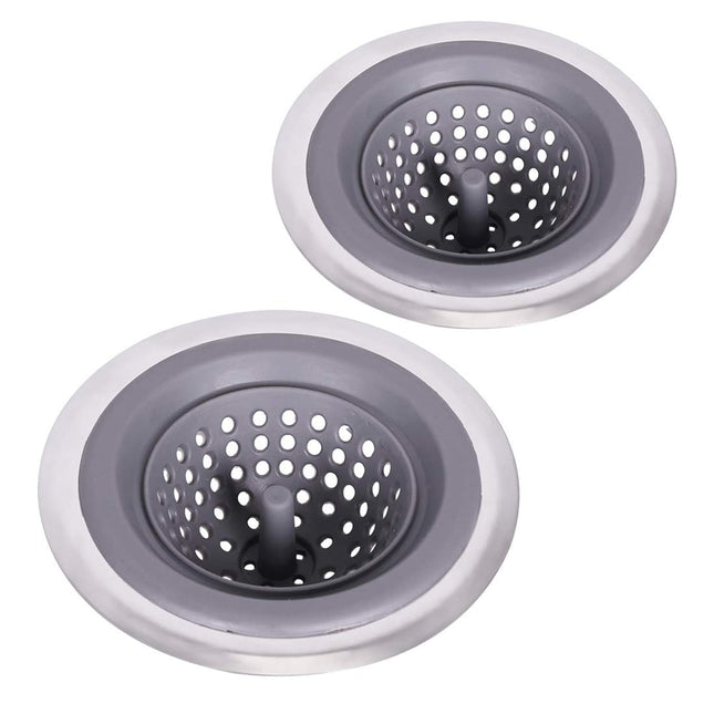 2 Pack Kitchen Sink Drain Strainer Silicone Stainless, Drain Protector,Prevent Clogging, Large Wide Rim 4.5 inch Diamete