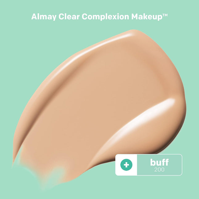 Almay Clear Complexion Acne Foundation Makeup with Salicylic Acid, Medium Coverage, Soft Matte Finish, Hypoallergenic, C