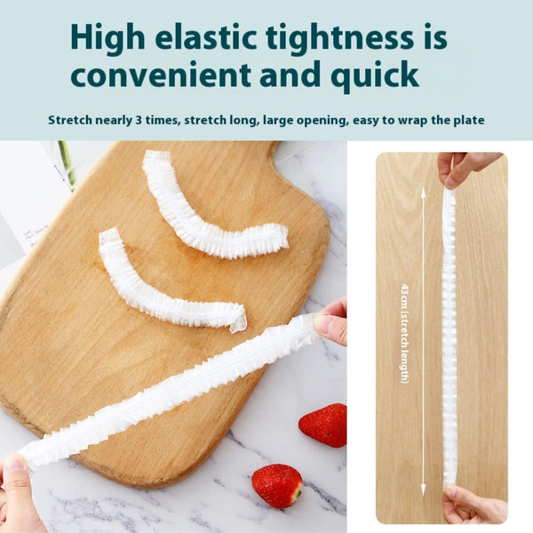 50Pcs Disposable Plastic Food Cover, Cling Film, Elastic Food Cover, Refrigerator Fruit Food, Elastic Dustproof Bowl, Cup Cover, Kitchen Cling