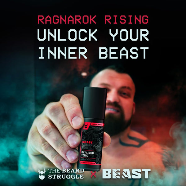 The Beard Struggle the Beast Line Beard Oil for Men Ragnarok Rising Eddie Hall Beast Line - Signature Edition - Day Liquid Tonic Beard Growth Oil