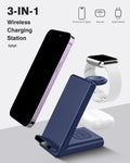 Wireless Charging Station,3 in 1 Wireless Charging Stand Made for Apple Watch Ultra 10 9 8 7 6 SE 5 4 3,Fast Wireless Charger Made for Iphone