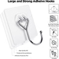 Meknow Large Adhesive Hooks Utility Hooks 8 Pack Waterproof and Rustproof Wall Hooks for Hanging Heavy Duty, Stainless Steel Robe & Towel Hanger
