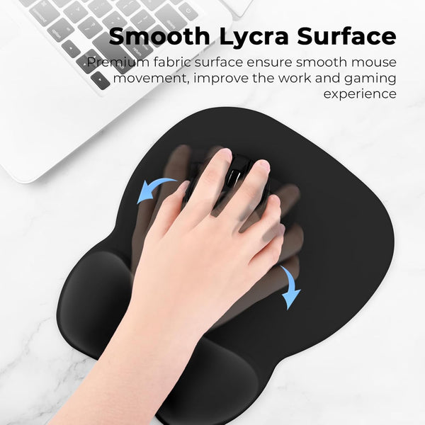 Eoocoo Ergonomic Mouse Pad with Wrist Support, Mousepad with Memory Foam Wrist Rest and Non-Slip Base for Computer, Cafe, Home & Office, 9.64 X