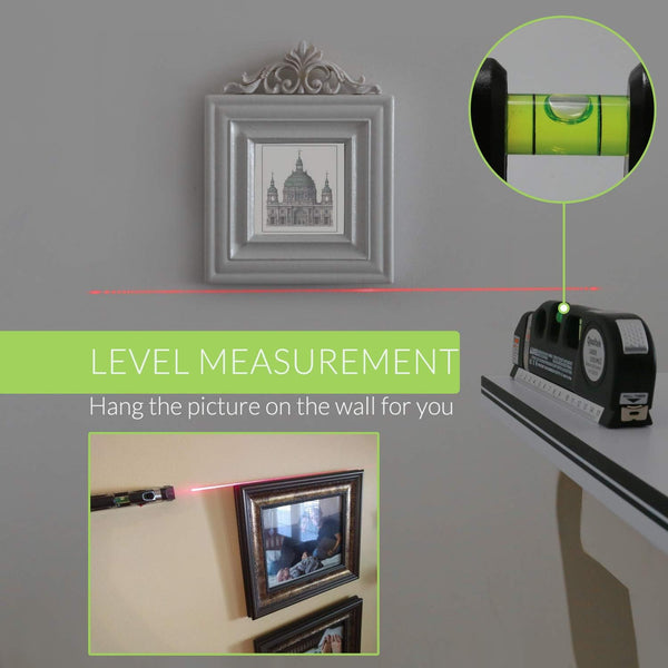Laser Level Multi Tool, Multipurpose Cross Line Laser Leveler Kit Tools with Metric Rulers 8Ft/2.5M for Hanging Pictures Cabinets Tile Curtains