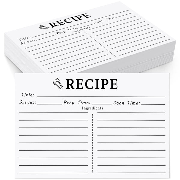 70 Count Recipe Cards 4X6 White, Double Sided, Blank for Bridal Shower and Wedding