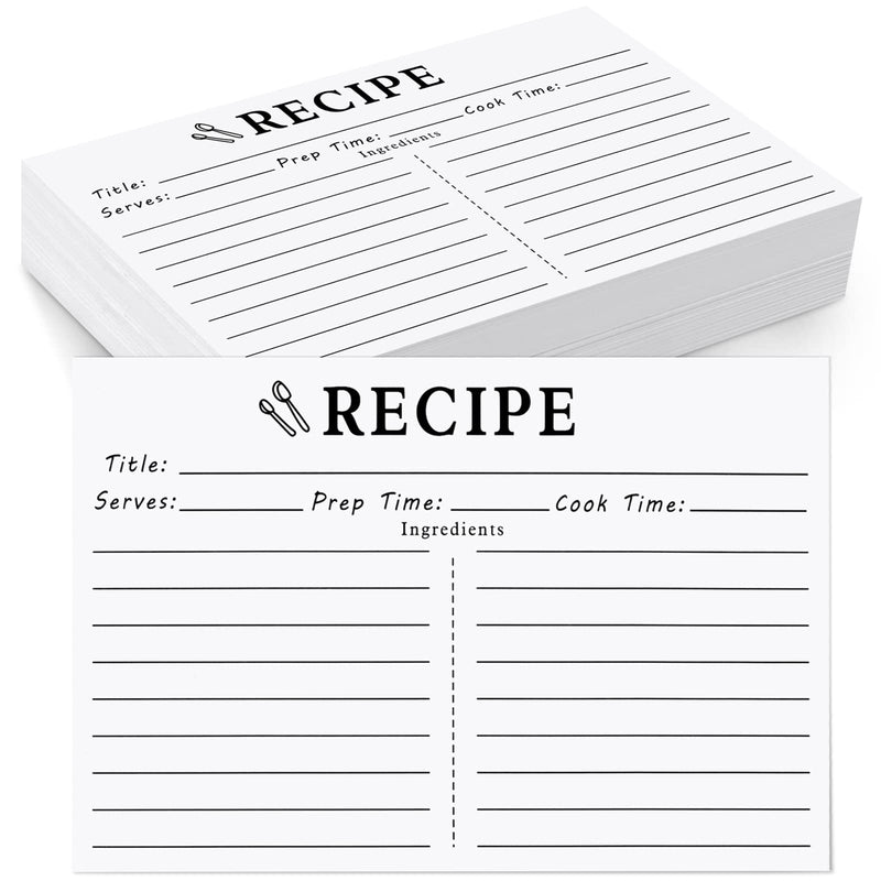 70 Count Recipe Cards 4X6 White, Double Sided, Blank for Bridal Shower and Wedding