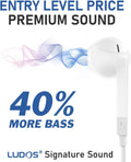 LUDOS FEROX Wired Earbuds In-Ear Headphones, 5 Year Warranty, Earphones with Microphone, Noise Isolation Corded for 3.5Mm Jack Ear Buds for