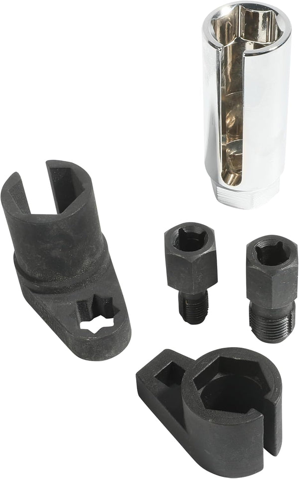 Zlirfy 5PCS Oxygen Sensor Removers,Automotive Oxygen Sensor Socket Wrench Remover Tool and Thread Chaser Set,O2 Oxygen Sensor Socket Set for