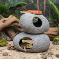 Aquarium Cave Decor - 2 PCS Natural Fish Tank Rocks for Betta Hideout and Shrimp Breeding, Hand-Polished Smooth Edges, PH Neutral, Ideal for 5-20