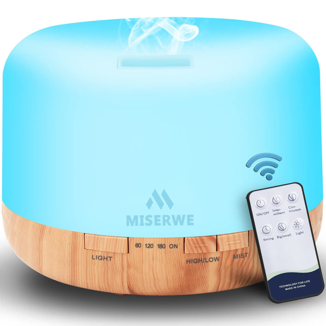500Ml Diffuser with Remote Control Waterless Automatic Shut off Essential Oil Diffusers with Timing Mode Adjustable Oil 