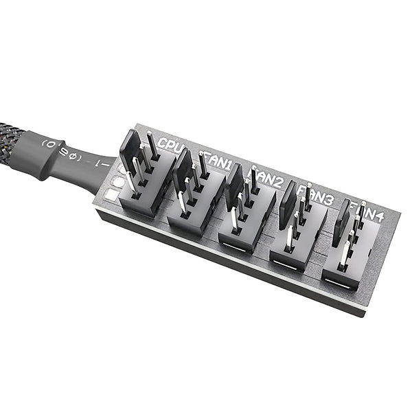 PWM Fan Hub, PC CPU Cooling 4 PIN/3PIN Power Fan Extension Cable Hub Splitter Adapter Sleeved Case for 12V Desktop Computer Cooler Fans 1 to 5 Way