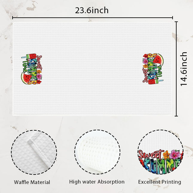 Hello Summer Kitchen Dish Towel Summer Watermelon Lover Gifts Tea Towel for Tea Room Toilet Bathroom Home Kitchen Decor 
