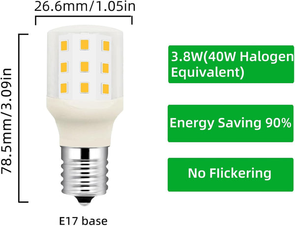 Led KEI D28X KEL 2816X Refrigerator Bulb 3W 2815 D28M Replacement Freezer Light Bulbs 100-265V E17 40W Halogen 500Lm Equivalent Daylight White