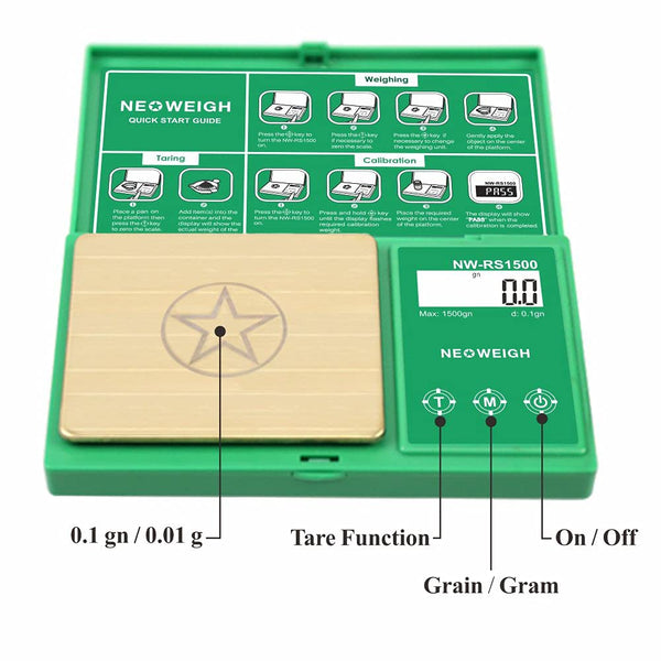 Reloading Scale, Powder Scale for Reloading, 1500 Grains X 0.1 Gn, Digital Powder Scale, Arrow Scale, Archery Scale, 100G by 0.01G, Metal Pan,