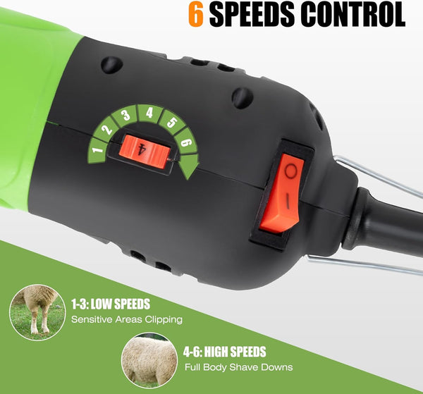 Sheep Shears, 500W Professional Heavy Duty Sheep Clippers for Grooming, 6 Speeds Electric Animal Shearing Clippers for Alpacas Llamas Lambs and