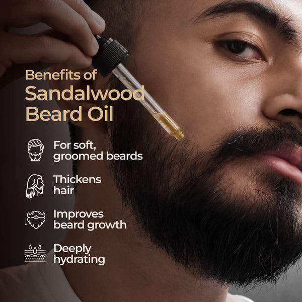 Gya Labs Sandalwood Beard Oil for Men Growth - 100% Pure Natural Beard Growth Oil for Men with Organic Argan & Jojoba - Moisturizes, Softens &