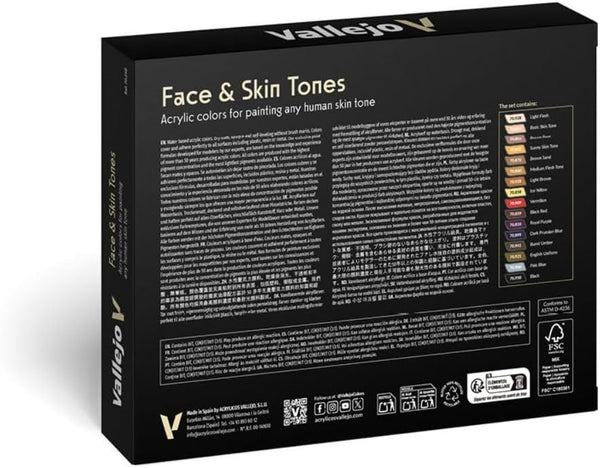 Vallejo - Model Color Face & Skin Tones Set | 16 Bottles X 17 Ml (0.57 Fl.Oz.)