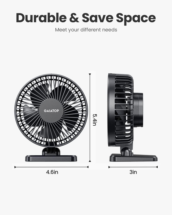 Gaiatop USB Desk Fan, Small But Powerful, Personal Portable Quiet 3 Speeds, Adjustable Mini Table Desktop fan for Cooling Home Office Car Summer