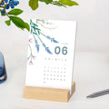 UNIQOOO 3.5" Walnut Wood Stand for 2024 Monthly Desk Calendar, Wooden Block Base, Cardstock Holder, for Office Home Retail Reception Decor, Photo
