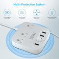 European Travel Plug Adapter, FOVAL EU UK US Power Strip with USB C and 4 USB Ports, 3 AC Outlets, Wall Mountable, 5Ft Extension Cord, Compact for