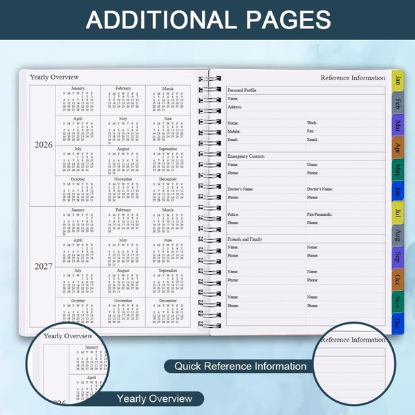 2025-2026 Planner - Weekly & Monthly Planner Runs Jul 2025 to Jun 2026, 6.25" X 8.25", 12 Monthly Tabs, 14 Notes Page, Plastic Pocket, Flexible