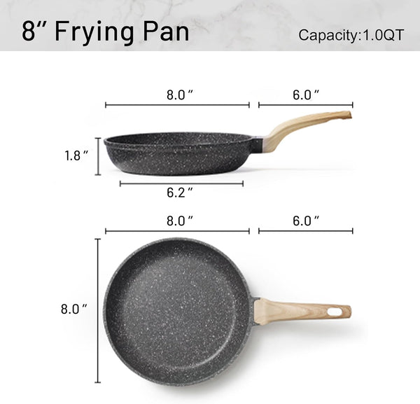 CAROTE Nonstick Frying Pan Skillet,Non Stick Granite Fry Pan Egg Pan Omelet Pans, Stone Cookware Chef'S Pan, PFOA Free,Induction