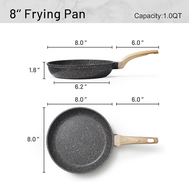 CAROTE Nonstick Frying Pan Skillet,Non Stick Granite Fry Pan Egg Pan Omelet Pans, Stone Cookware Chef'S Pan, PFOA Free,I