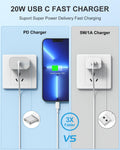 Iphone 14 13 12 Charger Fast Charging, 2 Pack 20W Fast PD USB C Wall Charger Adapter with 3Pack 6Ft USB C to Lightning Cable (Mfi Certified) for