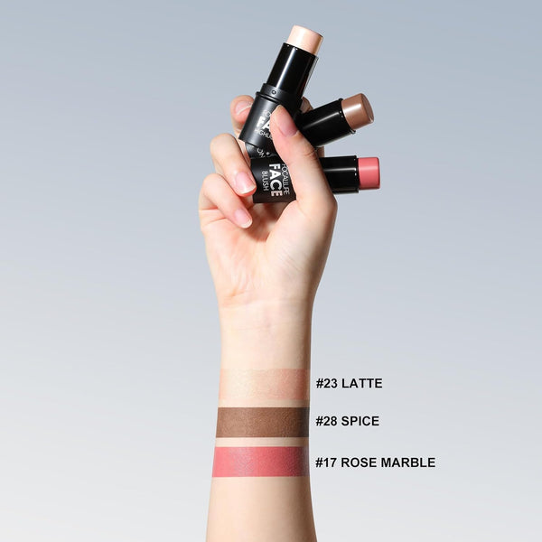 FOCALLURE 3 Pcs Cream Contour Sticks,Shades with Highlighter & Bronzer & Blush,Non-Greasy Long-Wear Face Contouring Pen,Easy to Sculpt the Face