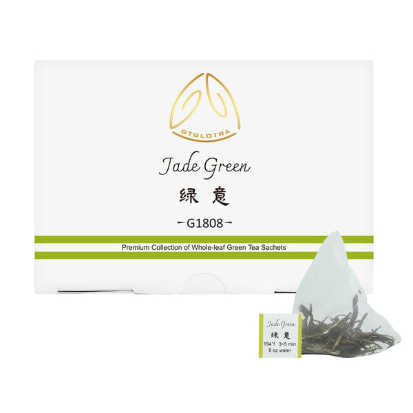 GTGLOTRA Premium Full-Leaf Loose Green Tea, 24 Pyramid Bags(4 Pack), 100% Natural No Additives, Easy Brew, Biodegradable Tea Whole Leaf Tea