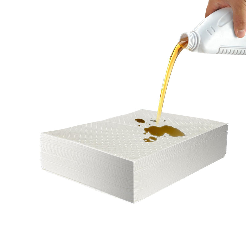 Absorbent Mat Pad, Economical Oil Absorbent Pads,Absorbs Liquids,20" X 15",White.