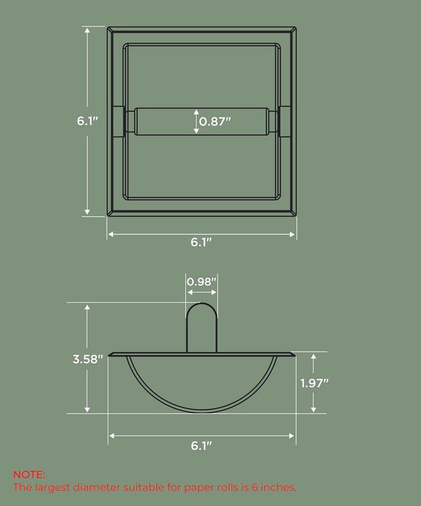 FORIOUS Recessed Toilet Paper Holder, Stainless Steel Durable Tissue Roll Holder Wall Mount for Bathroom Space Saving Design with Mounting