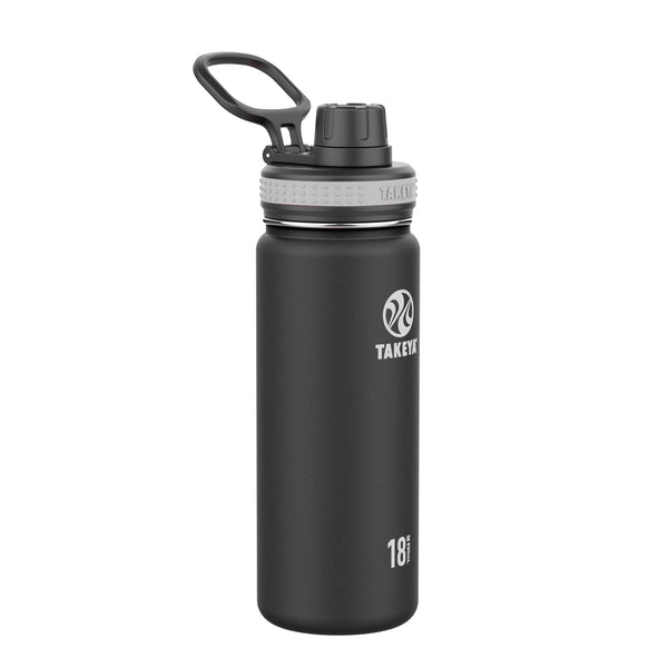 Takeya Originals Vacuum Insulated Stainless Steel Water Bottle, 18 Ounce, Black.
