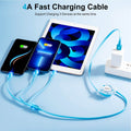 USB C Multi Fast Charging Cable 4A [2Pack/4Ft] Retractable Multi Charger USB a to Type C/Lightning/Micro USB Ports 3 in 1 USB Cable for Samsung