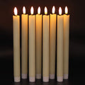 Genswin Flameless Ivory Taper Candles Flickering with 10-Key Remote, Battery Operated Led Warm 3D Wick Light Window Candles Real Wax Pack of 6,