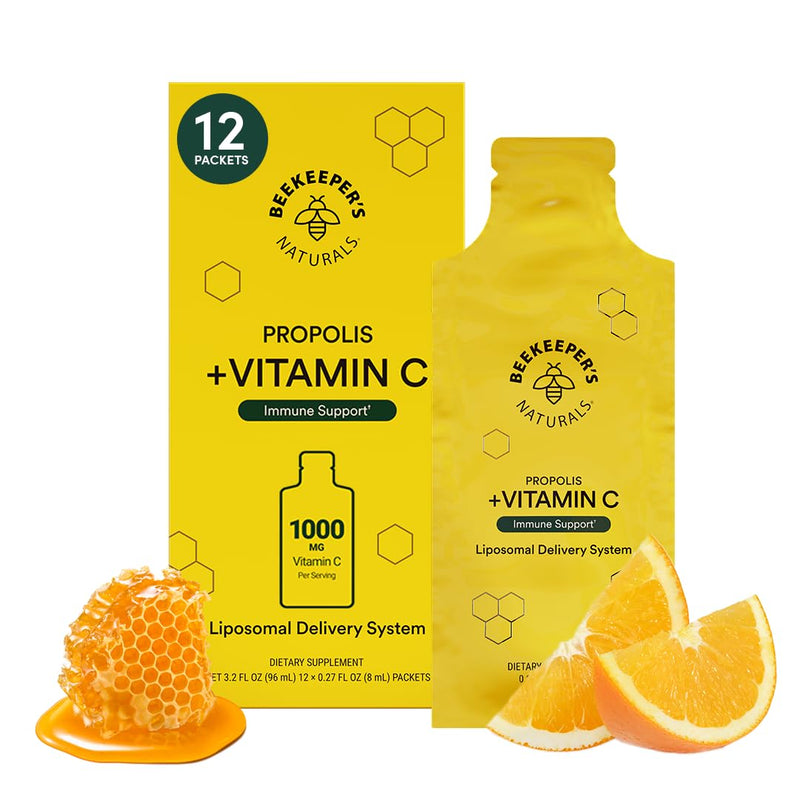 Propolis Liposomal Vitamin C by Beekeeper'S Naturals, 1000Mg Vitamin C, Propolis & Organic Honey, Supercharged Immune Support & Increased