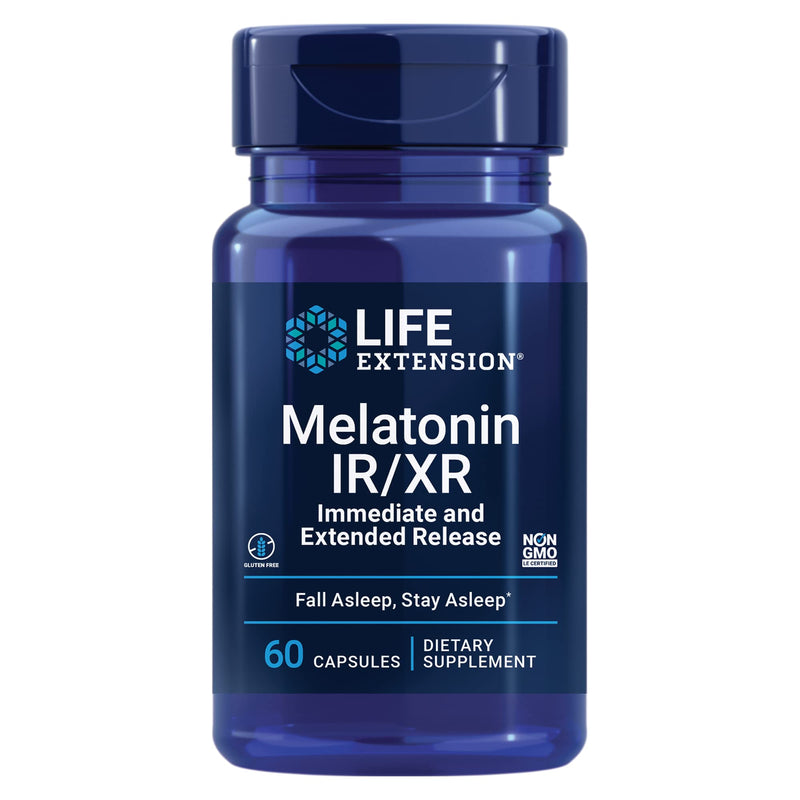 Life Extension Melatonin IR/XR, 1.5 Mg, Immediate- and Extended-Release Formula for Optimal Sleep Support, Healthy Circadian Rhythms, Cellular