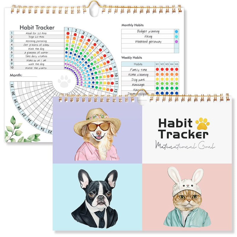 Daily Habit Tracker with Sticker Habit Tracker Calendar Habit Journal with Spiral Binding 11.69 * 8.27