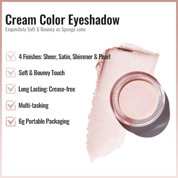 Oulac Shimmer Cream Eyeshadow Also for Highlighter Blendable Eye Shadow Waterproof&Long Lasting with Moisturizing Formula Soft Shimmer Eye