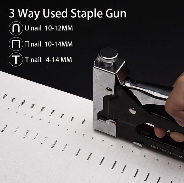 Edward Tools Pro 3 in 1 Heavy Duty Staple Gun with 600 Staples - for Upholstery, Wood, Garden, Wire, Furniture, Roofing 