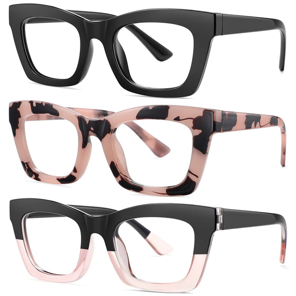 Okany Blue Light Blocking Glasses for Women Men Fashion Computer Screen Gaming TV Phones anti Eyestrain & UV Glare Glasses 3 Pack
