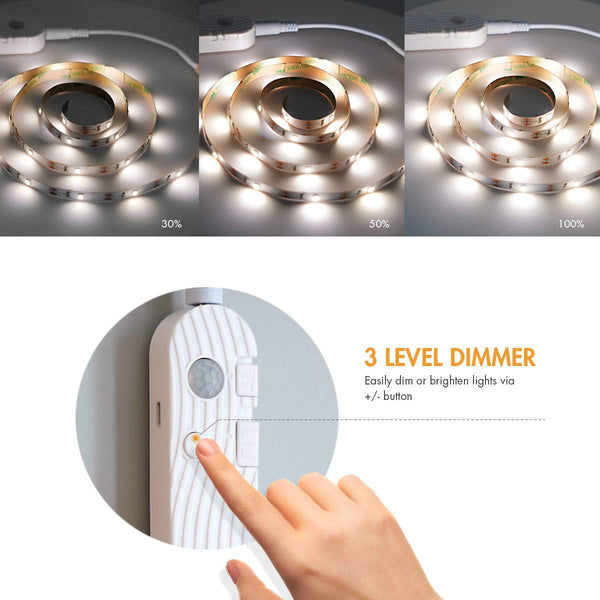 Sensky Motion Sensor Strip Lights Rechargeable Motion Activated LED Strip Light Dimmable Cabinet Light Strip for Wardrobe, Cabinet, Pantry,