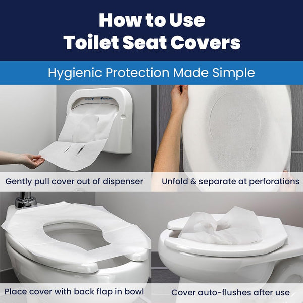 Hospeco Flushable Toilet Seat Covers - 1000 Pcs, 4 Packs of 250 - Disposable Paper Discreet Seats for Commercial Wall Dispenser, 16.75 x 14.25