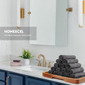 HOMEXCEL Microfiber Washcloths 12 Pack, Highly Absorbent and Soft Face Towel, Multi-Purpose Grey Wash Cloths for Bathroom, Hotel, Spa, Gym, and